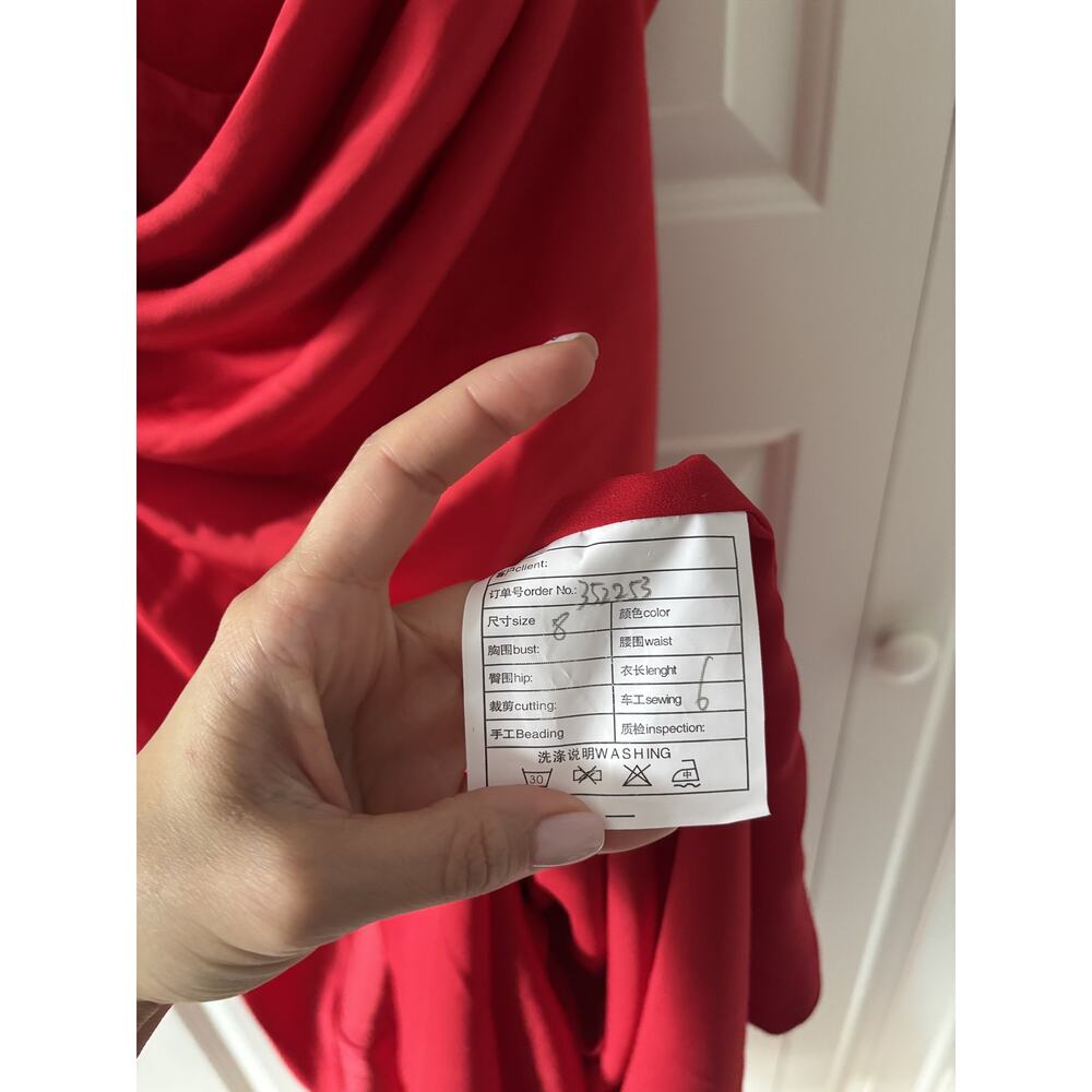 Red Strapless Corset Back Evening Dress Size 8 - Picture 6 of 9